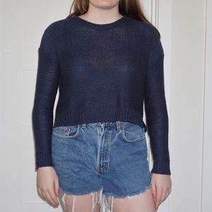 Navy Blue, Cable Knit Sweater